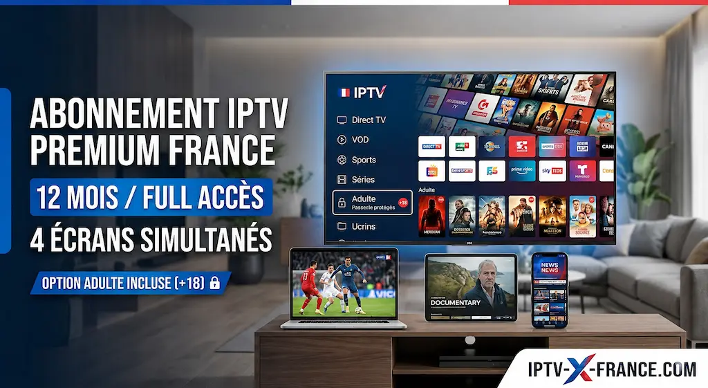 Abonnement IPTV Adulte France 4 Écrans 12 Mois