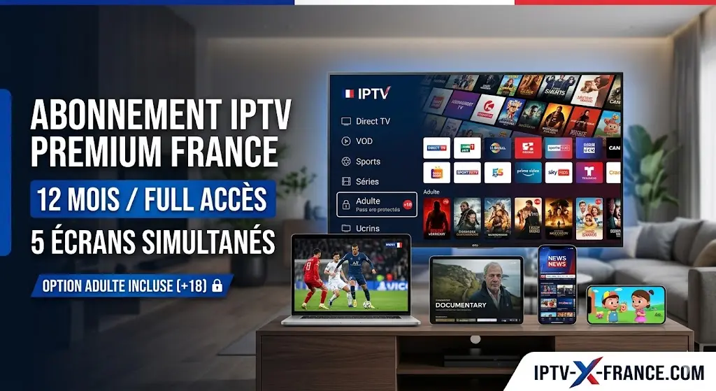 Abonnement IPTV Adulte France 5 Écrans 12 Mois